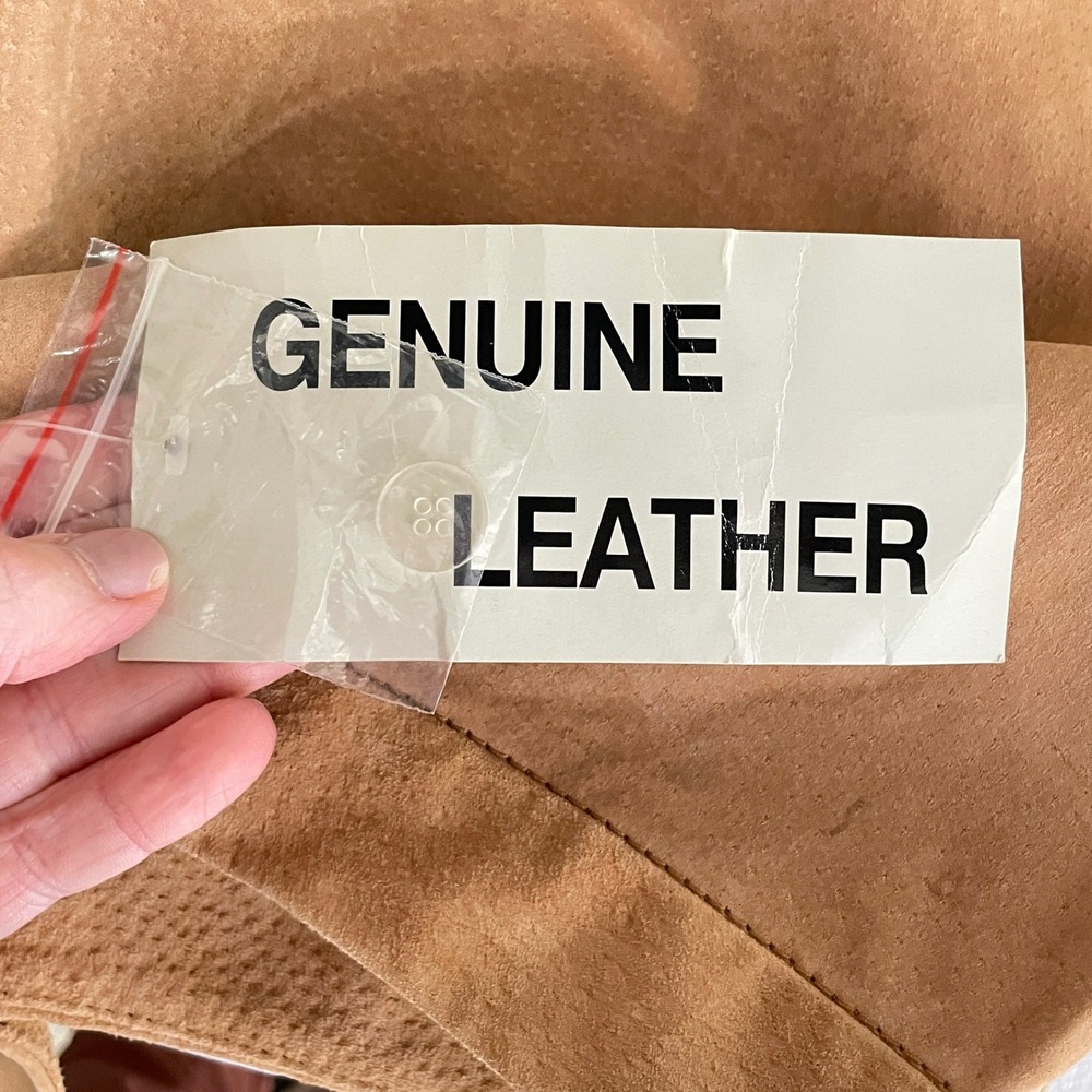 Vintage Womens Camel Tan Suede Leather Pants Size 10 Quiet Luxury Straight Leg - Picture 8 of 12